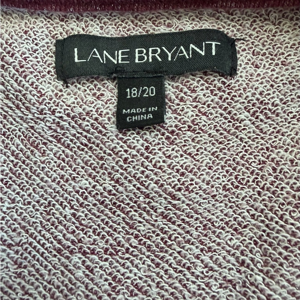 Lane Bryant Shimmer Maroon French Terry Ruched Sleeve Top Plus 18/20 - Picture 4 of 7